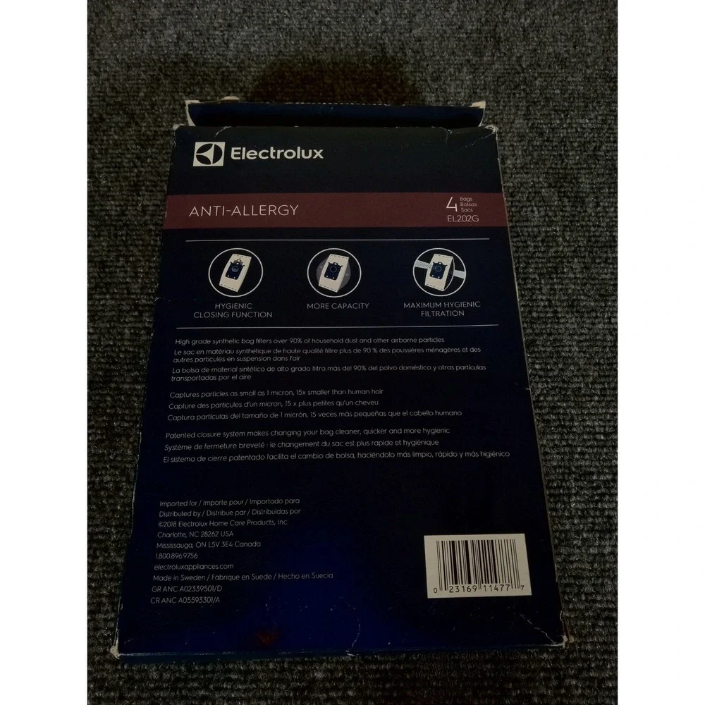 Electrolux Anti-Allergy Vacuum Bags Authentic - 4 Pack EL202G Eureka Sanitaire